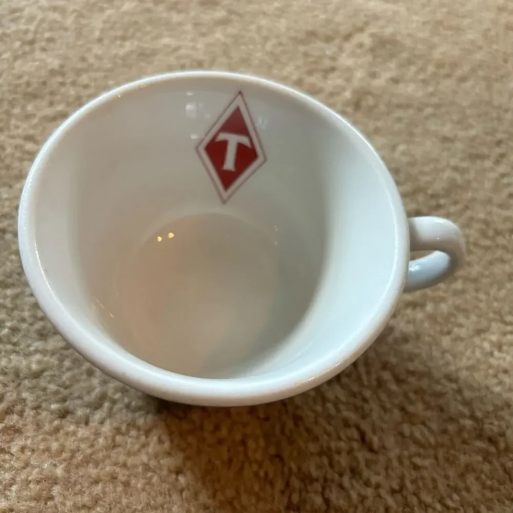 Jackson China Brown Cup With T In Red Diamond